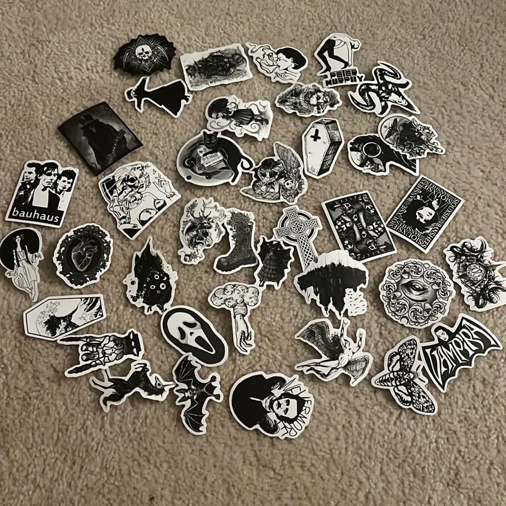 Gothic black and white electronic sticker pack